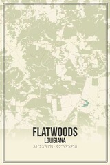 Obraz premium Retro US city map of Flatwoods, Louisiana. Vintage street map.