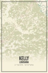 Retro US city map of Kelly, Louisiana. Vintage street map.