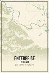 Retro US city map of Enterprise, Louisiana. Vintage street map.