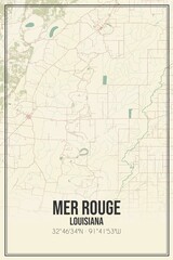 Retro US city map of Mer Rouge, Louisiana. Vintage street map.