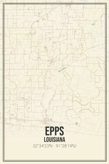 Retro US city map of Epps, Louisiana. Vintage street map.