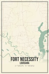 Fototapeta premium Retro US city map of Fort Necessity, Louisiana. Vintage street map.