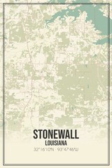 Retro US city map of Stonewall, Louisiana. Vintage street map.