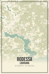 Retro US city map of Rodessa, Louisiana. Vintage street map.