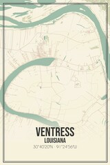 Retro US city map of Ventress, Louisiana. Vintage street map.