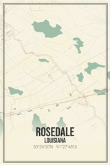 Retro US city map of Rosedale, Louisiana. Vintage street map.