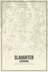 Retro US city map of Slaughter, Louisiana. Vintage street map.