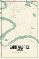 Retro US city map of Saint Gabriel, Louisiana. Vintage street map.