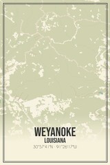Retro US city map of Weyanoke, Louisiana. Vintage street map.