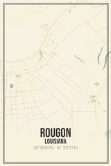 Retro US city map of Rougon, Louisiana. Vintage street map.