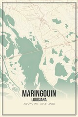 Retro US city map of Maringouin, Louisiana. Vintage street map.
