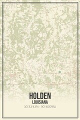 Retro US city map of Holden, Louisiana. Vintage street map.