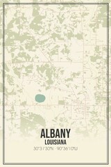 Retro US city map of Albany, Louisiana. Vintage street map.