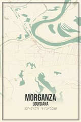 Retro US city map of Morganza, Louisiana. Vintage street map.