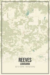 Retro US city map of Reeves, Louisiana. Vintage street map.