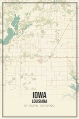Fototapeta premium Retro US city map of Iowa, Louisiana. Vintage street map.