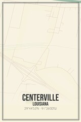 Retro US city map of Centerville, Louisiana. Vintage street map.