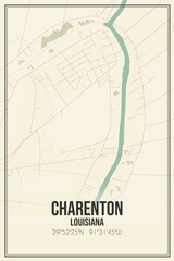 Retro US city map of Charenton, Louisiana. Vintage street map.