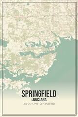 Retro US city map of Springfield, Louisiana. Vintage street map.