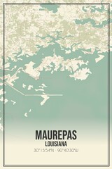 Retro US city map of Maurepas, Louisiana. Vintage street map.