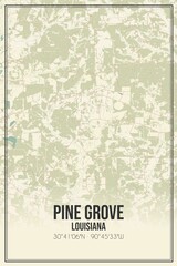Retro US city map of Pine Grove, Louisiana. Vintage street map.