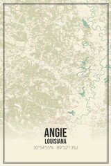 Retro US city map of Angie, Louisiana. Vintage street map.
