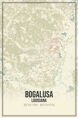 Retro US city map of Bogalusa, Louisiana. Vintage street map.