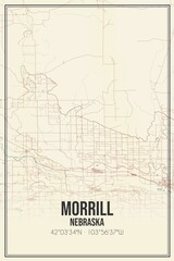 Retro US city map of Morrill, Nebraska. Vintage street map.