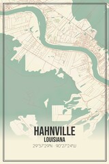 Retro US city map of Hahnville, Louisiana. Vintage street map.