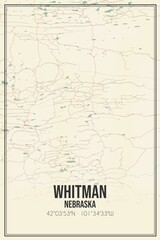 Retro US city map of Whitman, Nebraska. Vintage street map.