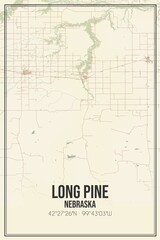Fototapeta na wymiar Retro US city map of Long Pine, Nebraska. Vintage street map.
