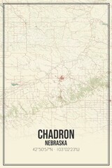 Retro US city map of Chadron, Nebraska. Vintage street map.