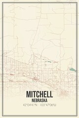 Retro US city map of Mitchell, Nebraska. Vintage street map.