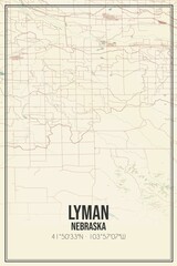 Fototapeta na wymiar Retro US city map of Lyman, Nebraska. Vintage street map.