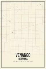 Retro US city map of Venango, Nebraska. Vintage street map.