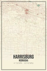 Retro US city map of Harrisburg, Nebraska. Vintage street map.
