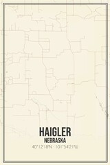 Retro US city map of Haigler, Nebraska. Vintage street map.