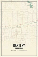 Retro US city map of Bartley, Nebraska. Vintage street map.