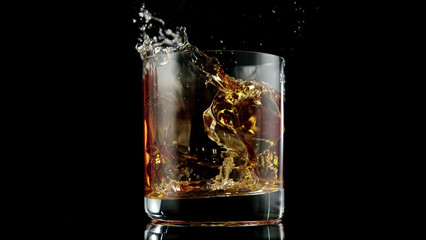 Pouring whisky into glass.