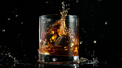 Pouring whisky into glass.