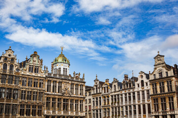 Gothic style guild houses in the historic Grand Place city square in Brussels, Belgium