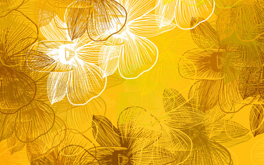 Light Yellow vector natural pattern with flowers.
