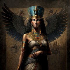 Ancient Egyptian goddess of fertility and motherhood Maat. Fantasy Ancient Egypt. AI