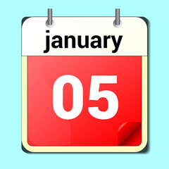 day on the calendar, vector image format, January 5