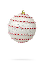 White bauble isolated on white background. Preparation for the celebration of Christmas and New Year.