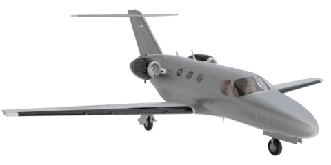 cross view jet airplane for make mockup isolated on empty background