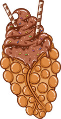 Hong Kong egg bubble waffle with chocolate ice cream