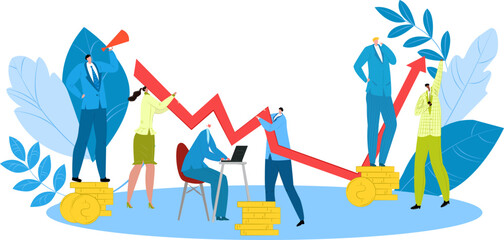 Business creative team start up success work isolated vector illustration. People working in team together, creativity,