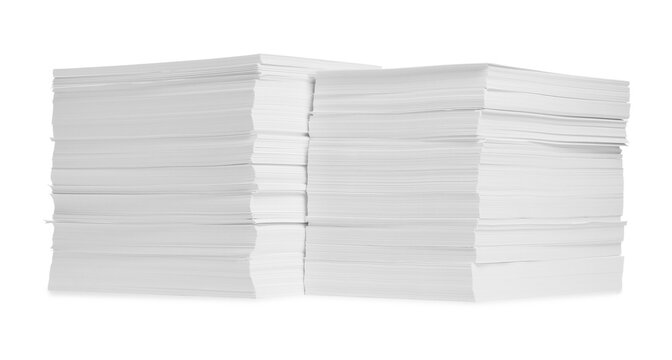 Stacks of paper sheets on white background