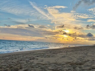 sunset on the beach, pineda de mar, spain